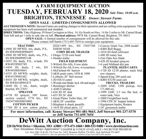 Dewitt Auction Calendar